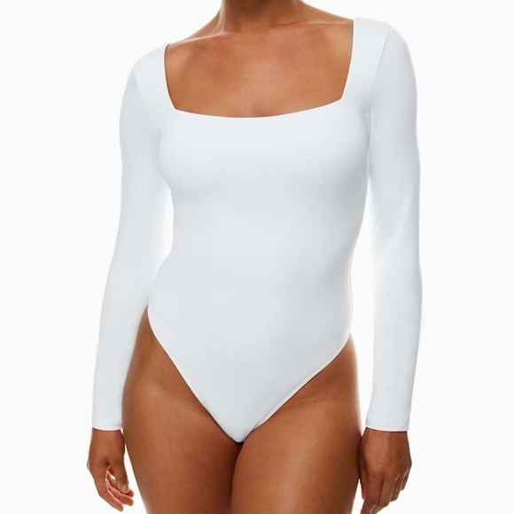 Babaton Tops - Aritzia Babaton Contour Squareneck Longsleeve Bodysuit - White Top